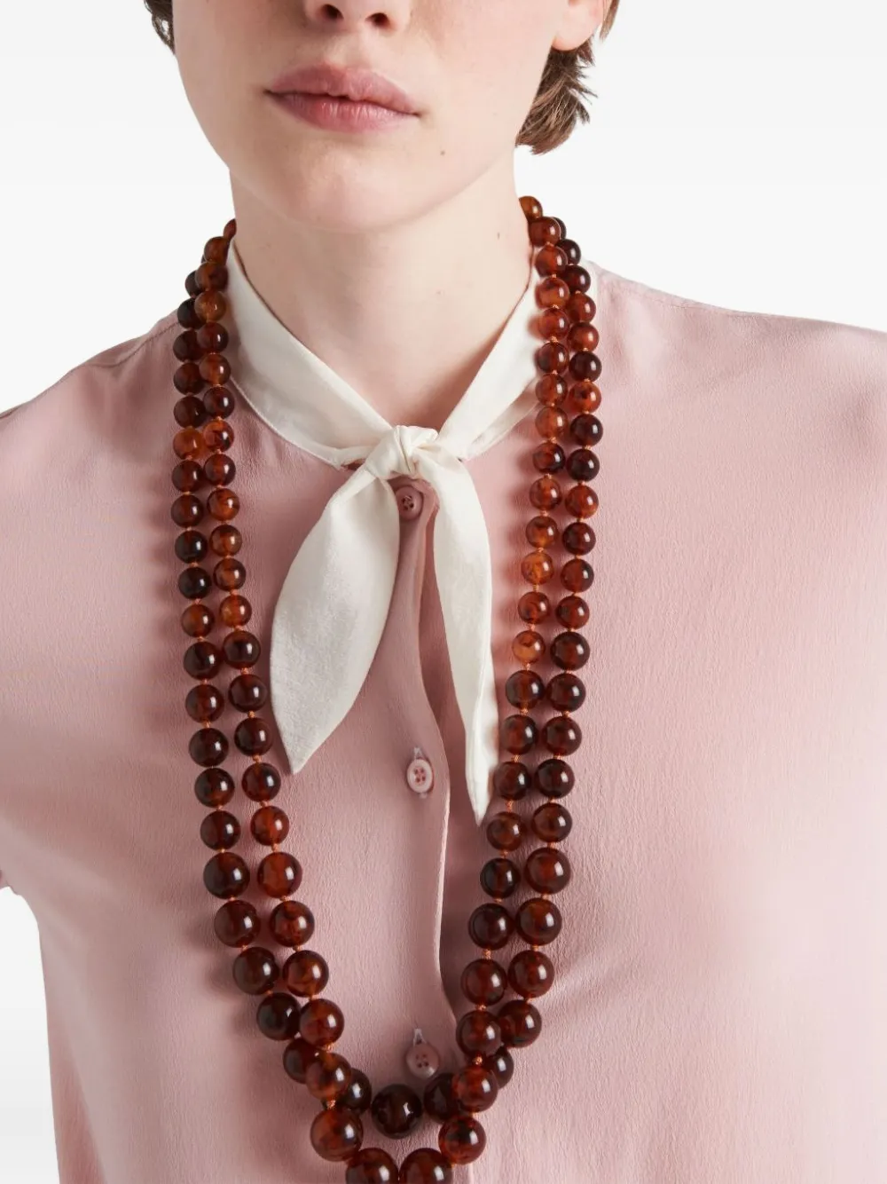Prada tie-neck long-sleeve blouse Roze