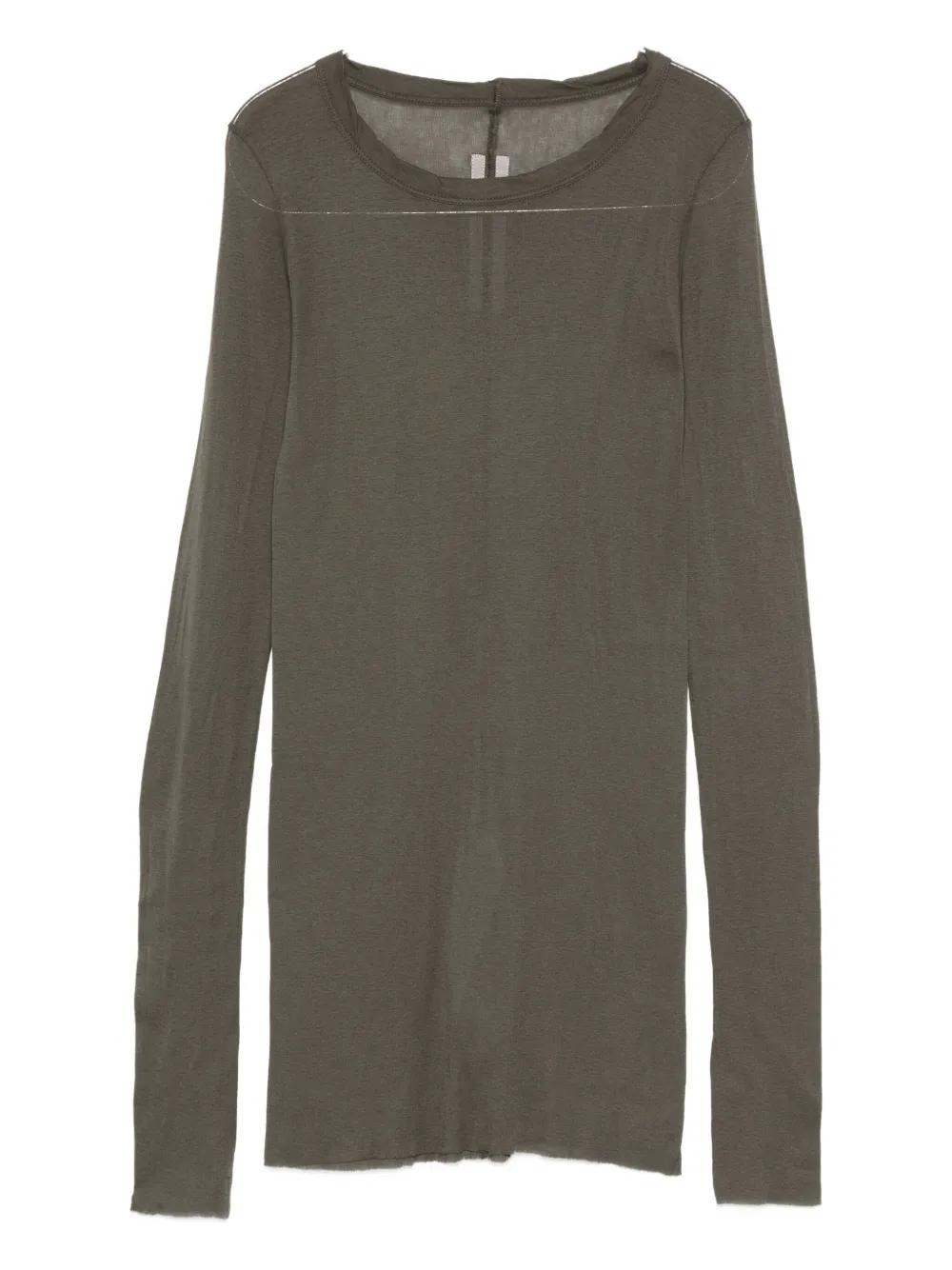 Rick Owens Raw-edge Long-sleeve T-shirt In Green