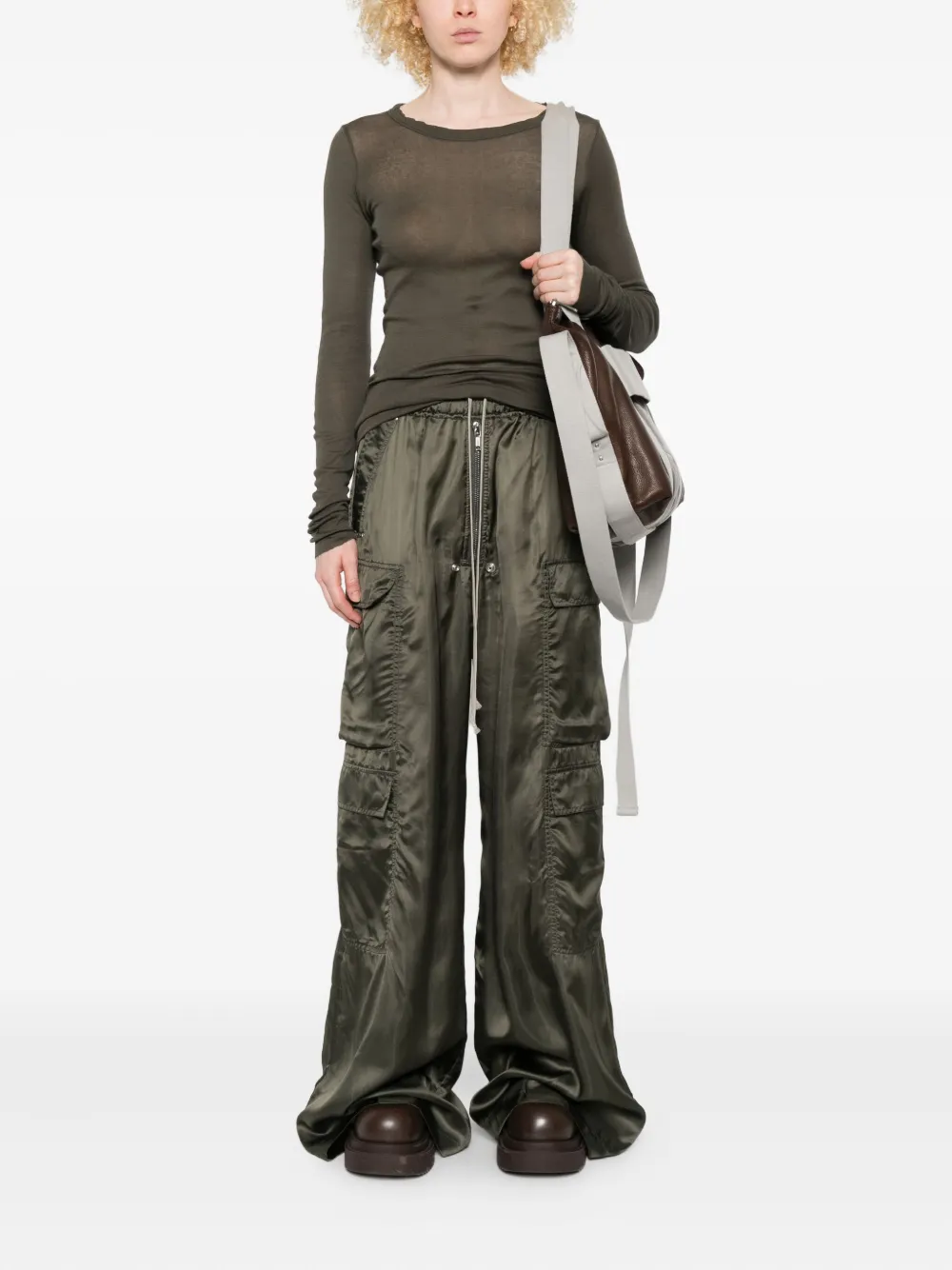 Rick Owens Gerafeld T-shirt met lange mouwen Groen