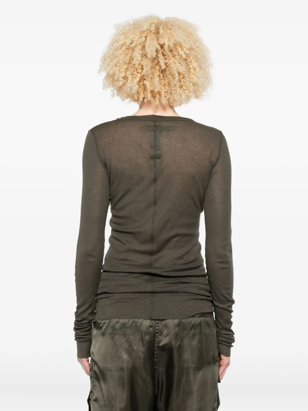 Rick Owens Gerafeld T-shirt met lange mouwen Groen