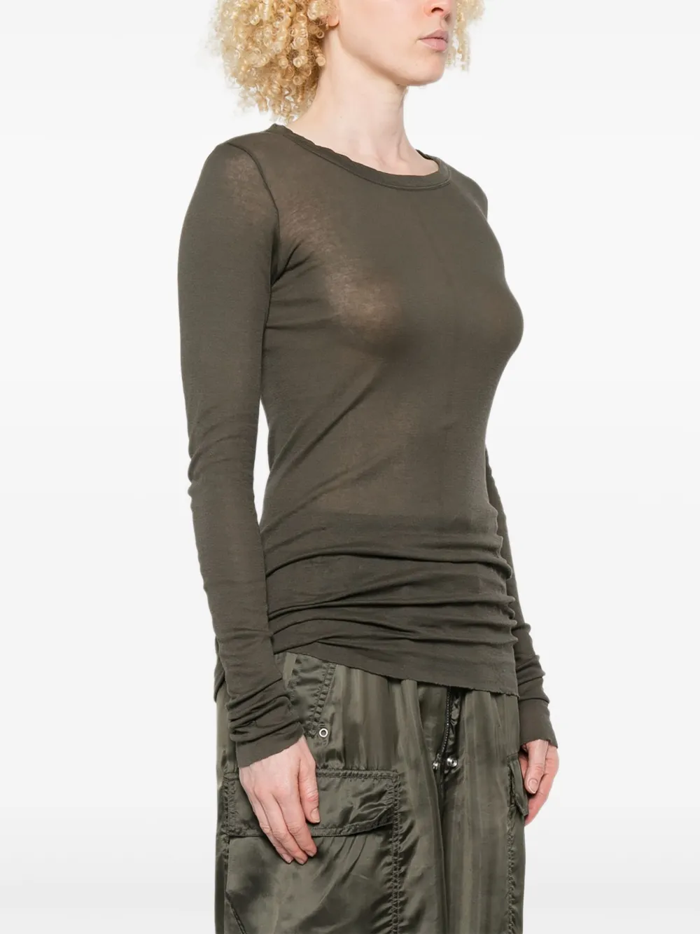 Rick Owens Gerafeld T-shirt met lange mouwen Groen