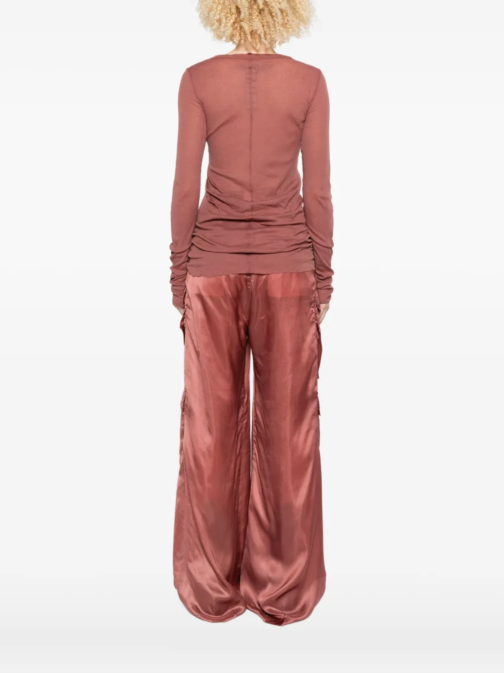 Rick Owens Raw-edge Long-sleeve T-shirt In Pink