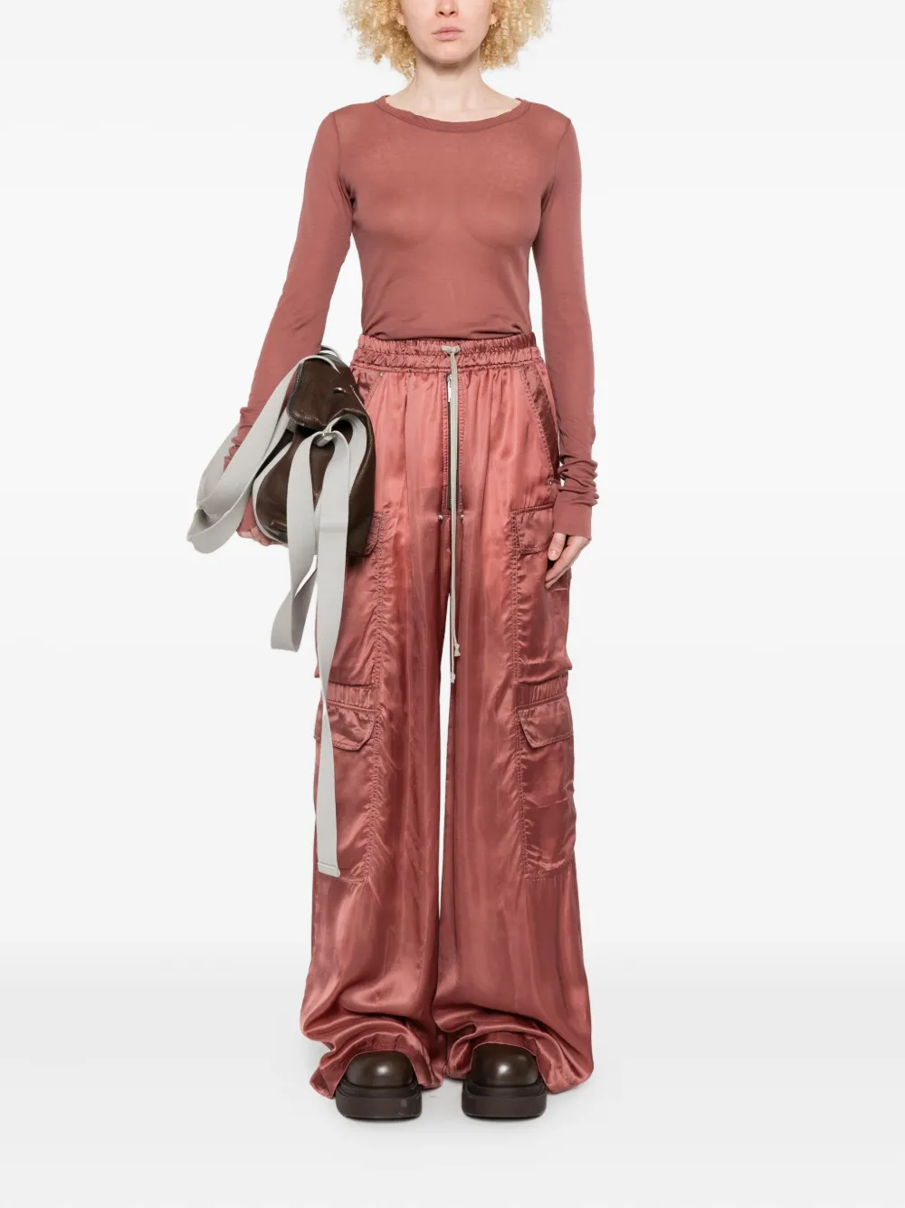 Rick Owens Gerafeld T-shirt met lange mouwen Roze