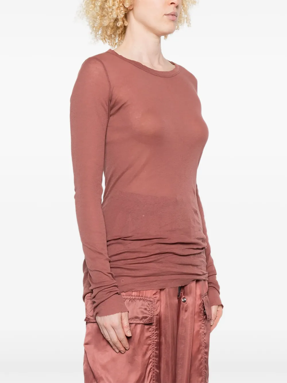 Rick Owens Gerafeld T-shirt met lange mouwen Roze