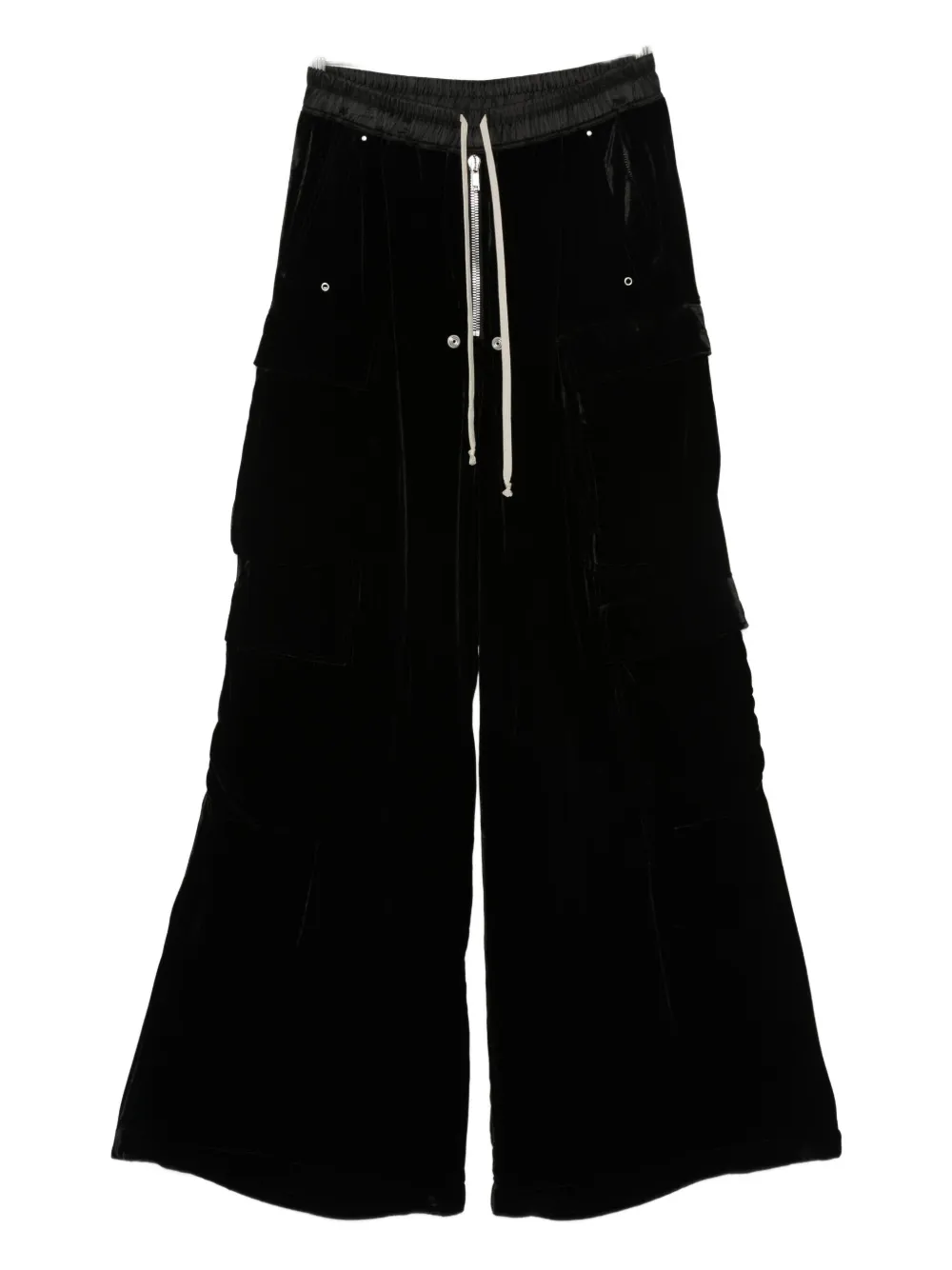 Rick Owens Velvet Cargo Trousers In Black
