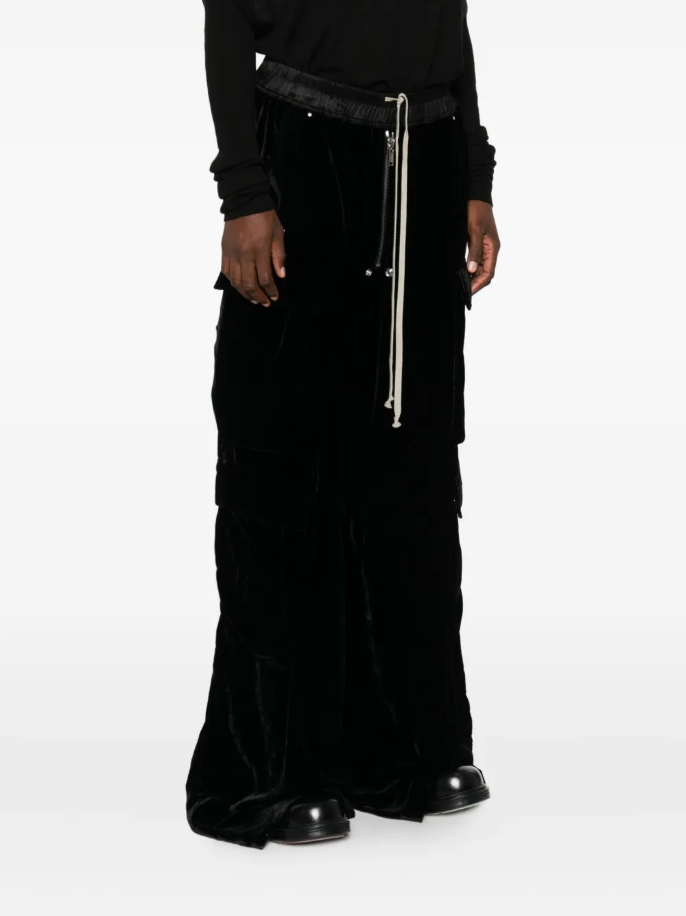 Rick Owens Fluwelen cargo broek Zwart
