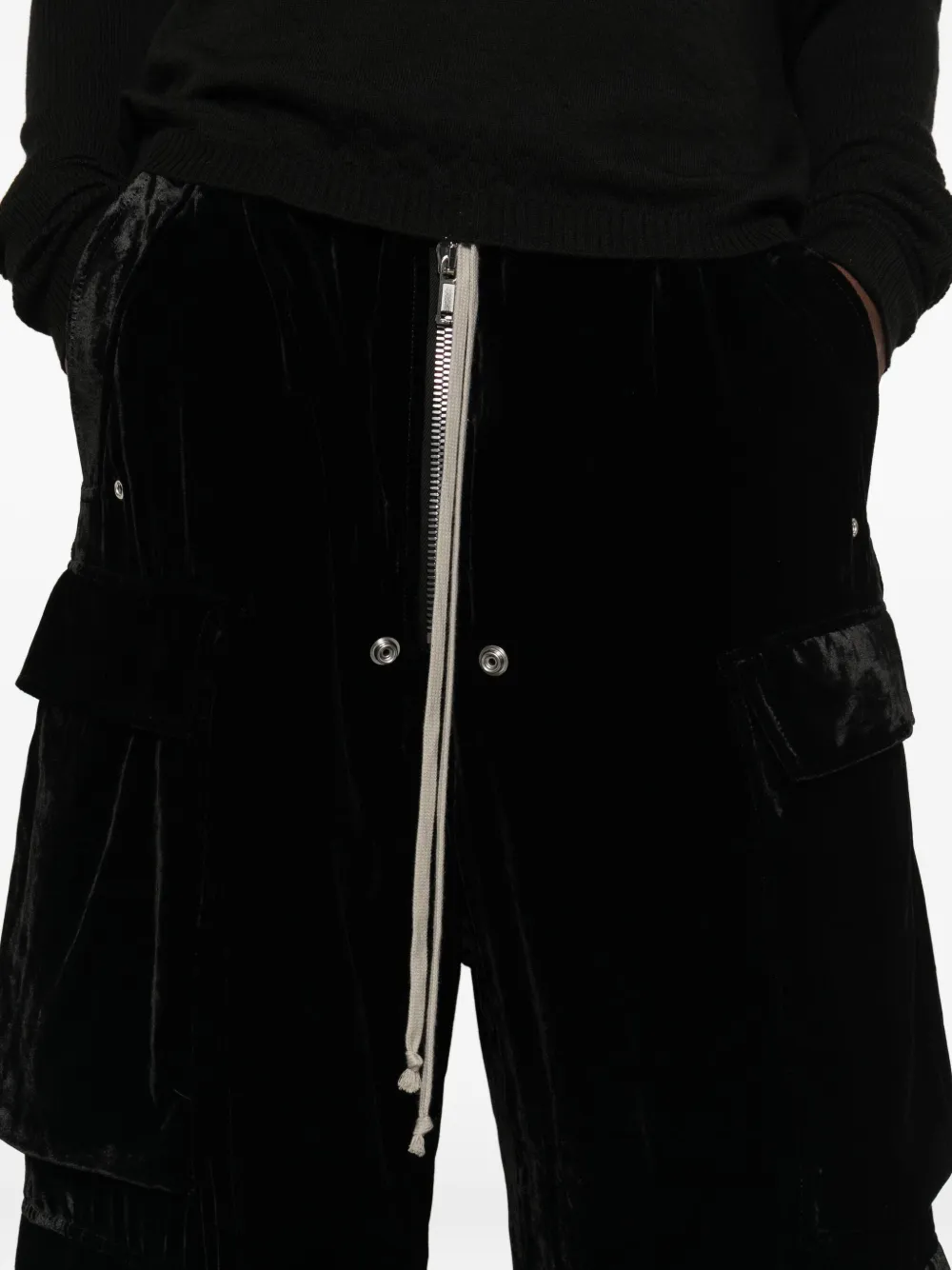Rick Owens Fluwelen cargo broek Zwart