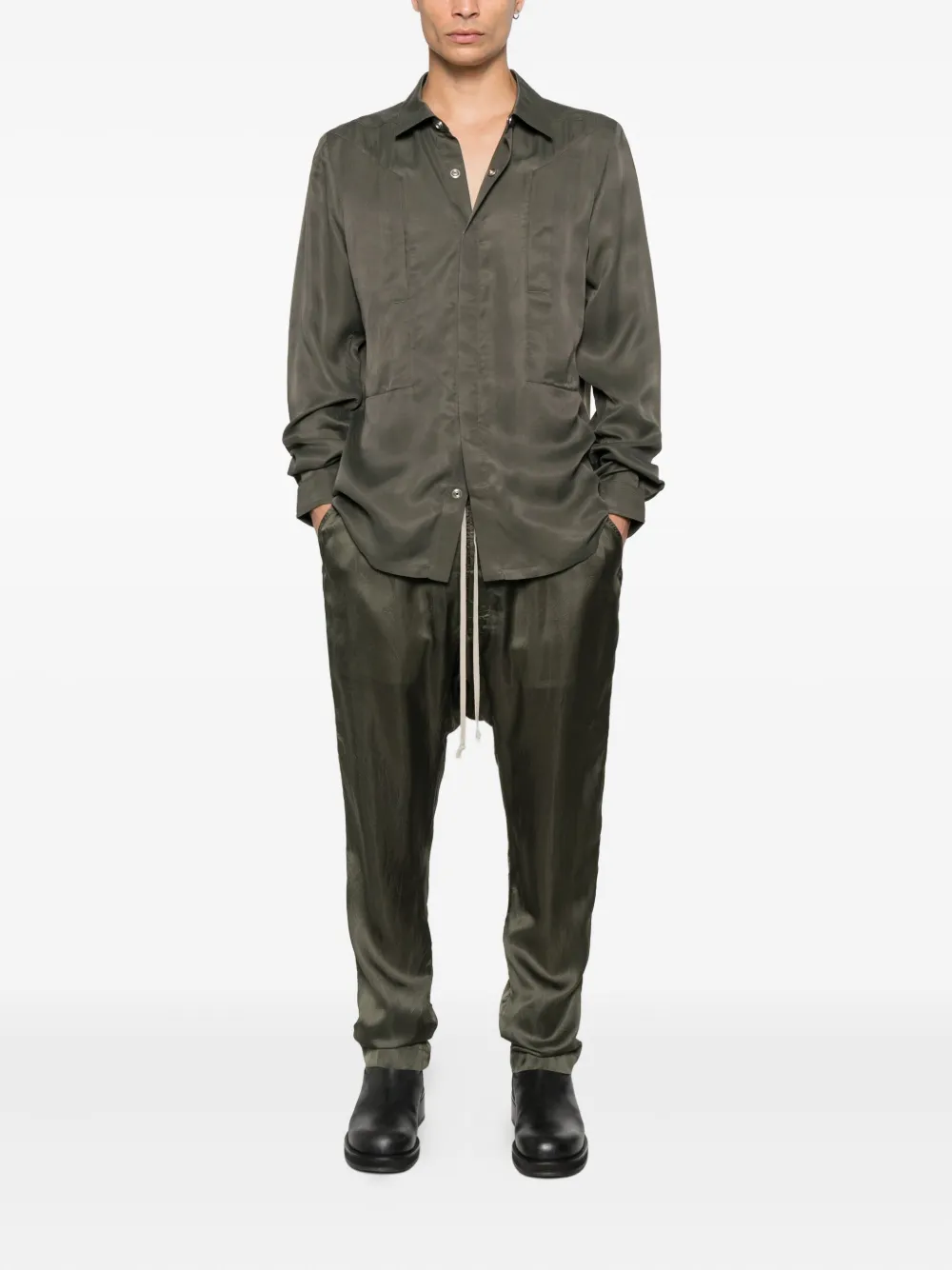 Rick Owens patch-pocket shirt - Groen