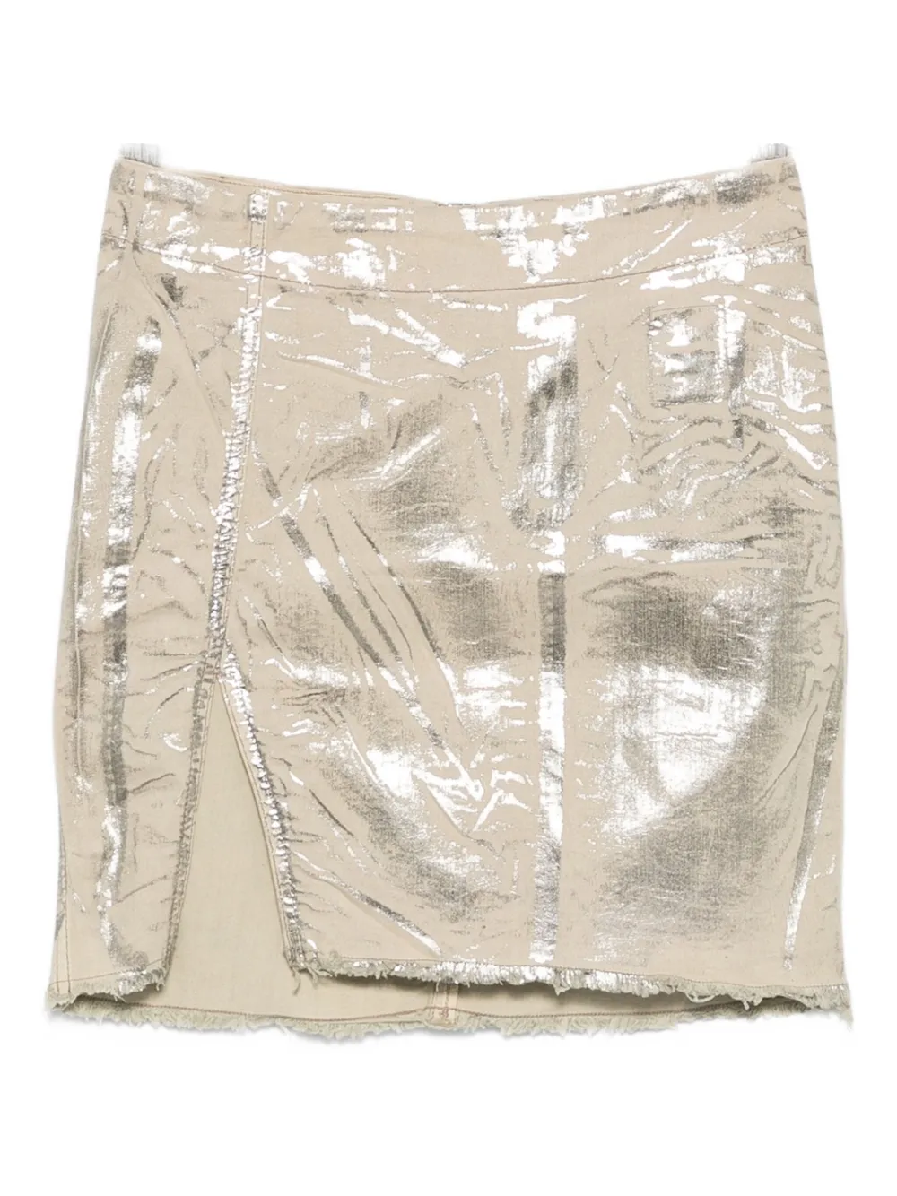 Rick Owens DRKSHDW metallic frayed-edge mini skirt Beige