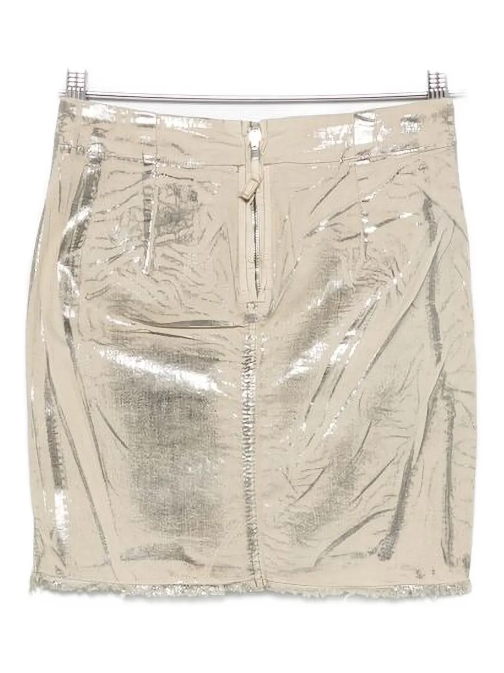Rick Owens DRKSHDW metallic frayed-edge mini skirt Beige