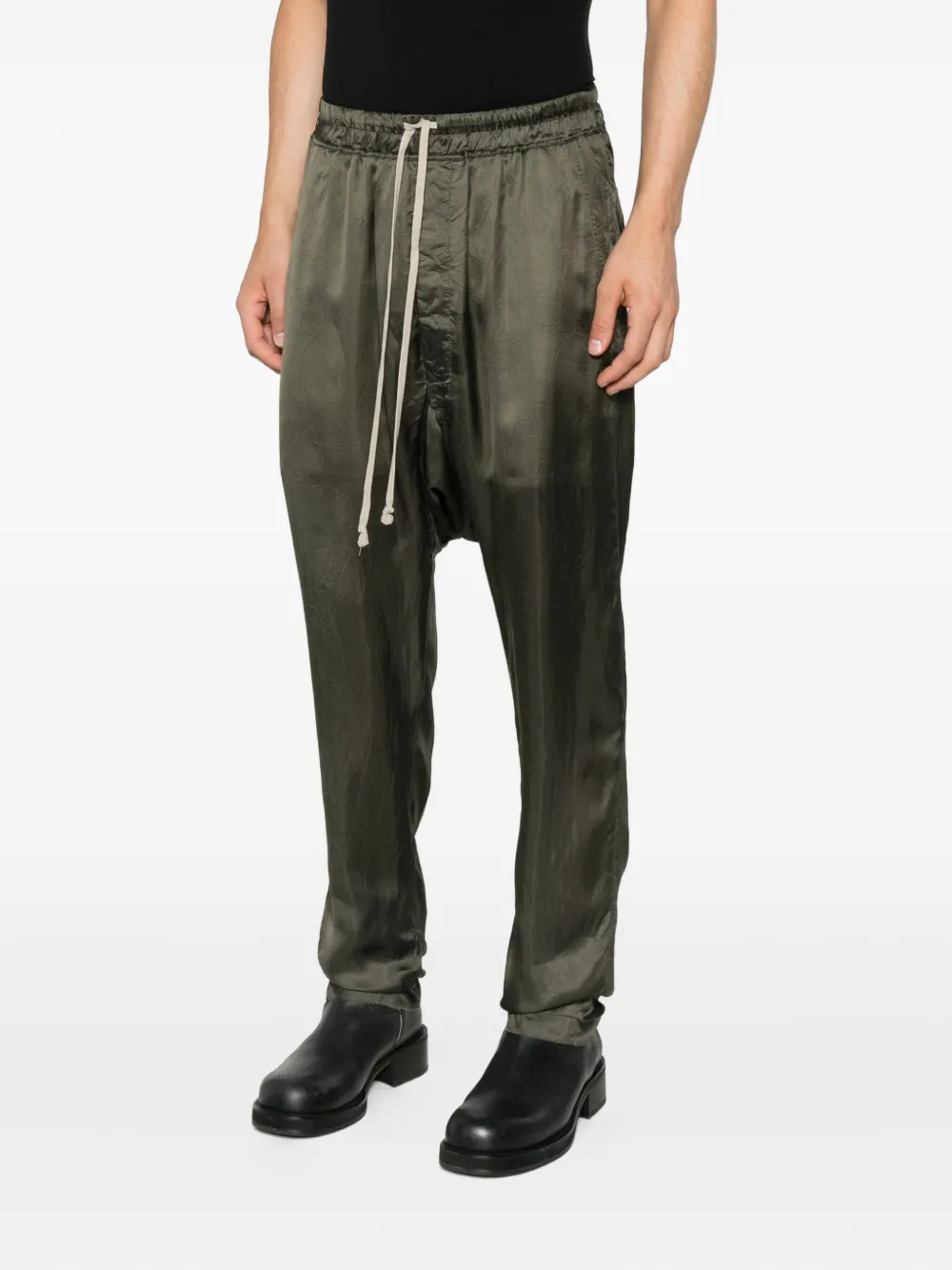 Rick Owens drawstring silk trousers Groen