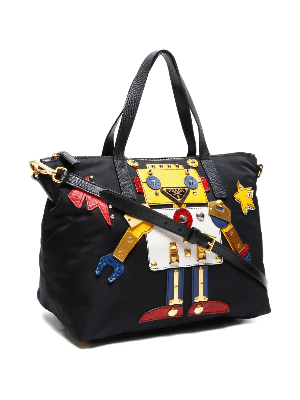 Pre-owned Prada 2000 Robot Tote Bag In Black