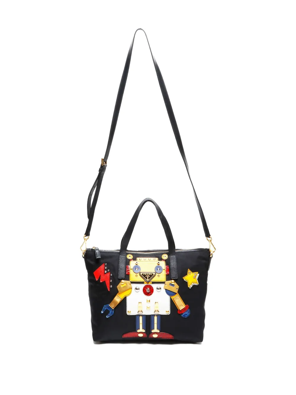 Pre-owned Prada 2000 Robot Tote Bag In Black