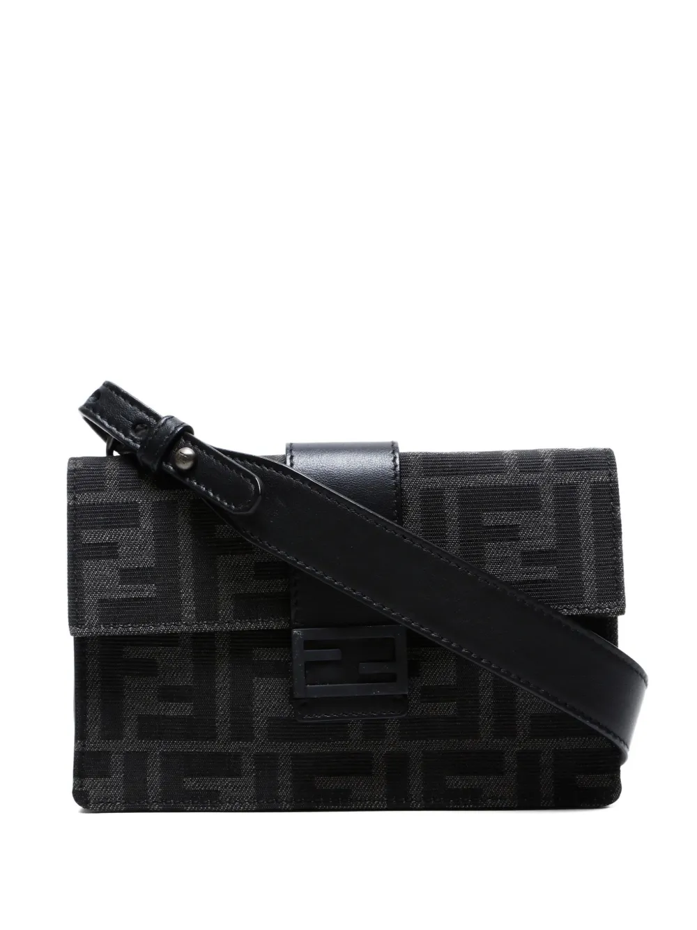 Pre-owned Fendi 2000-2010s Zucca Canvas Convertible Belt Bag In Black