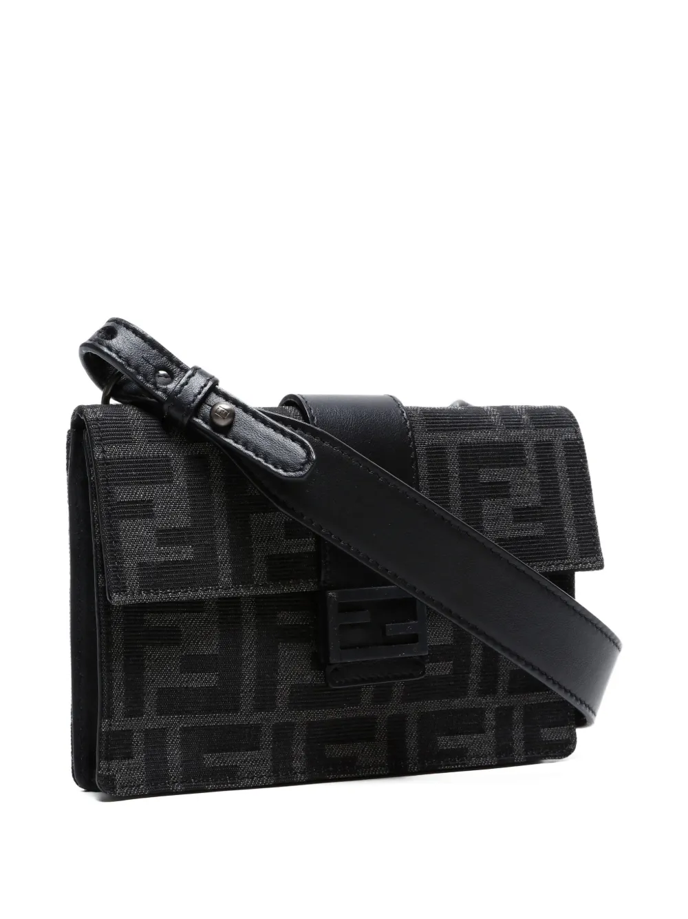 Pre-owned Fendi 2000-2010s Zucca Canvas Convertible Belt Bag In Black