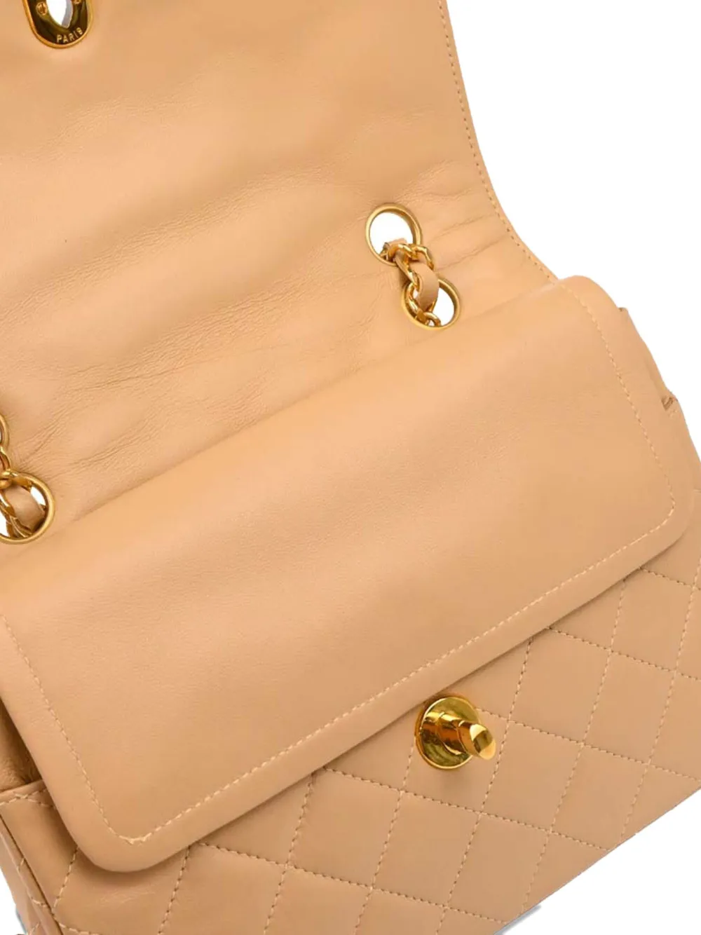 Pre-owned Chanel 1992 Small Paris Double Flap Shoulder Bag In Neutral