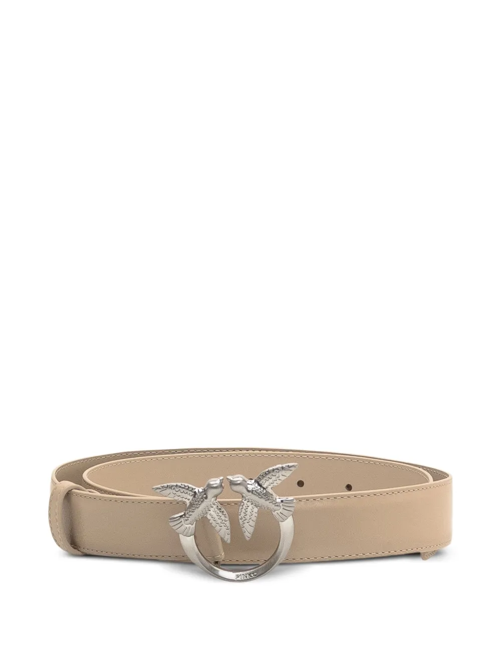 PINKO Leren riem met vogelgesp Beige