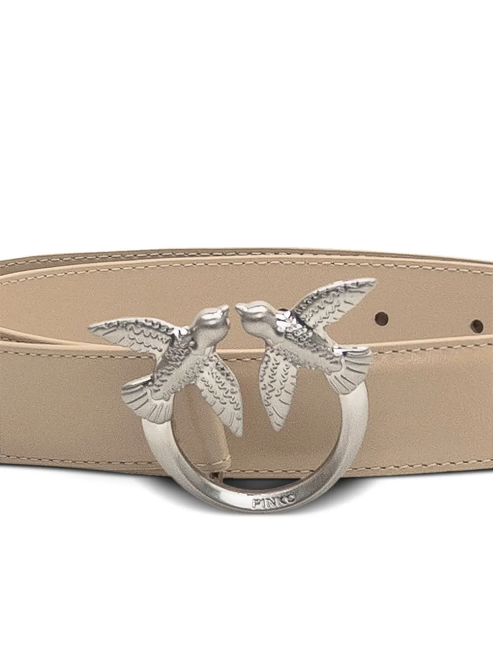 PINKO bird-buckle leather belt - Beige