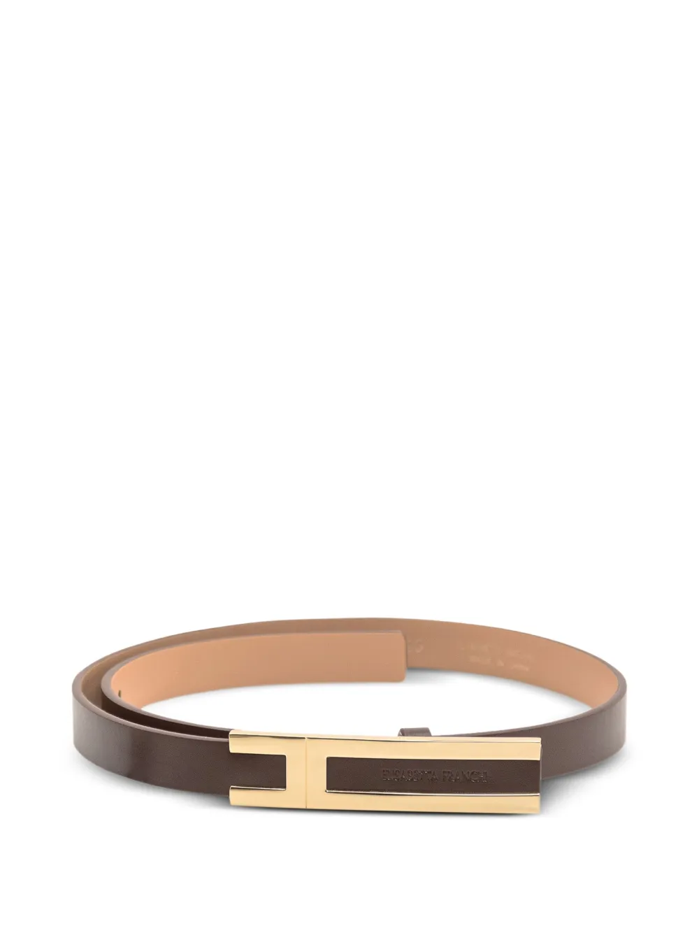 Elisabetta Franchi Leren riem met goudplakkaat - Bruin