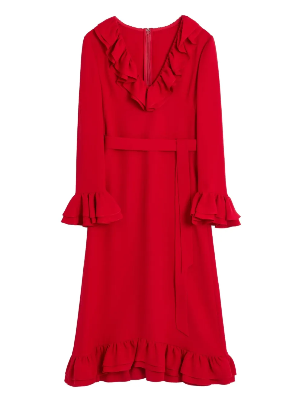 Valentino Garavani ruffled-collar silk dress Rood