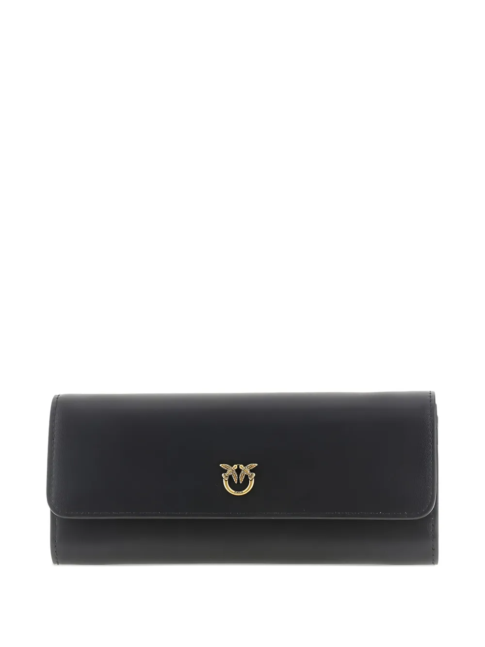 Pinko Love Birds Leather Clutch Bag In Black