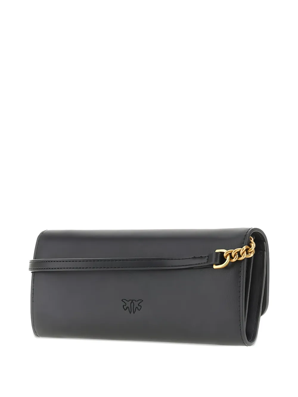 Pinko Love Birds Leather Clutch Bag In Black