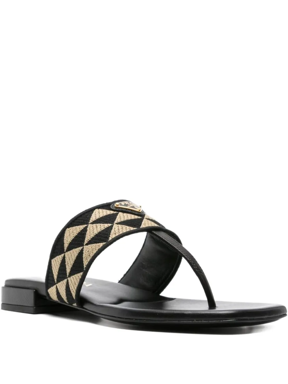 Prada Geometric-pattern Flat Sandals In Black