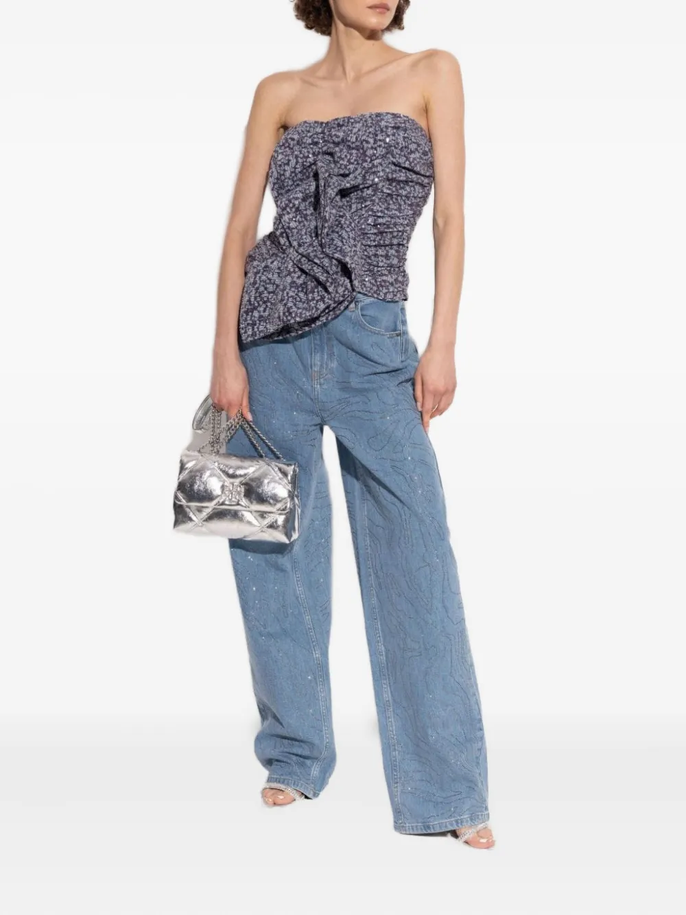 ROTATE BIRGER CHRISTENSEN Strapless blouse met bloemenprint - Paars