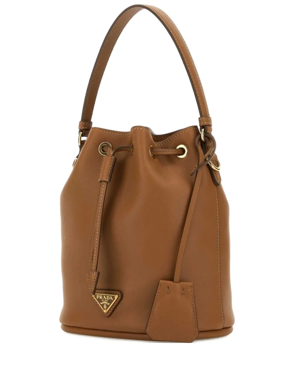 Prada drawstring leather bucket bag Bruin