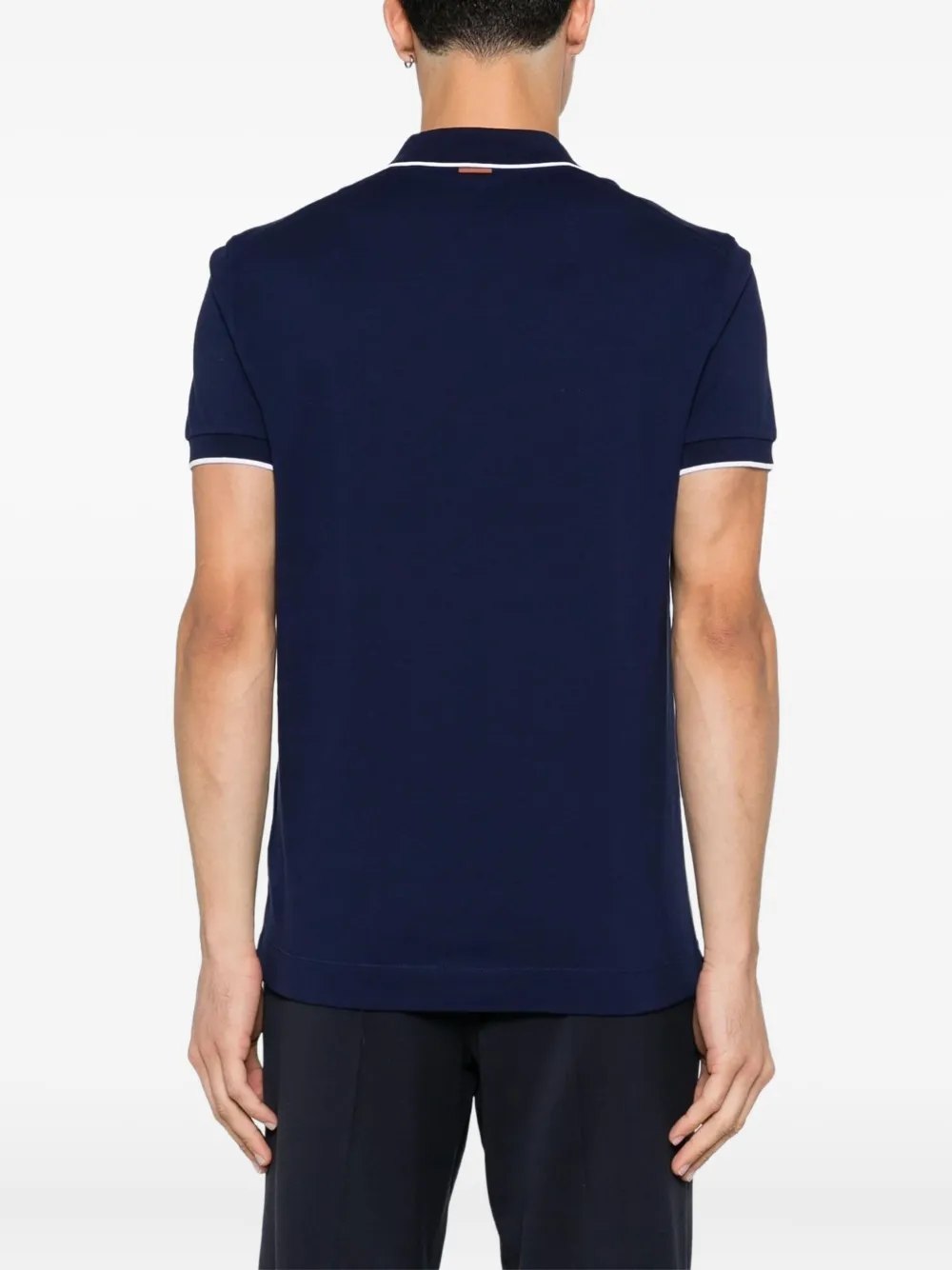 Zegna Poloshirt met gestreepte kraag Blauw