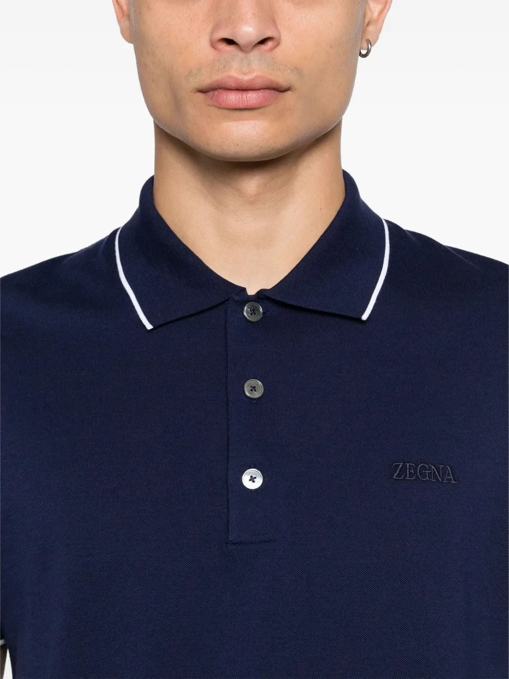Zegna Poloshirt met gestreepte kraag Blauw