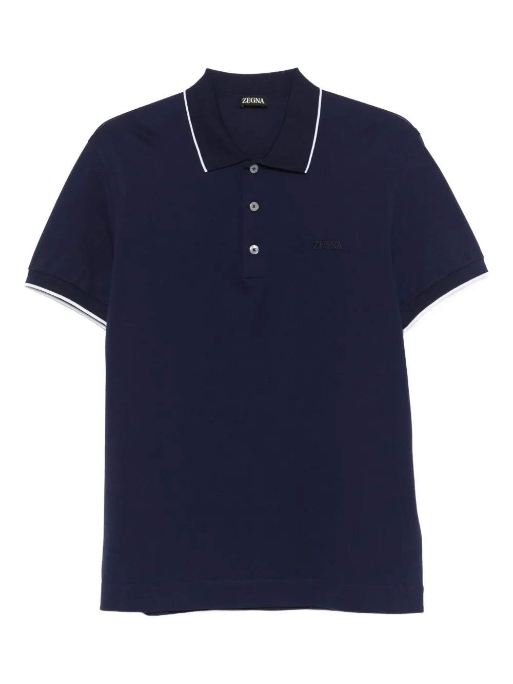 Zegna tipped-collar polo shirt | Blue | Image 1