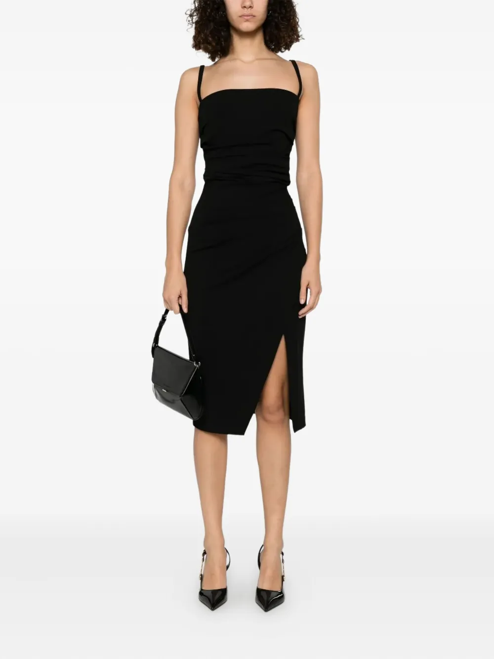 Dolce & Gabbana side-split draped midi dress Zwart