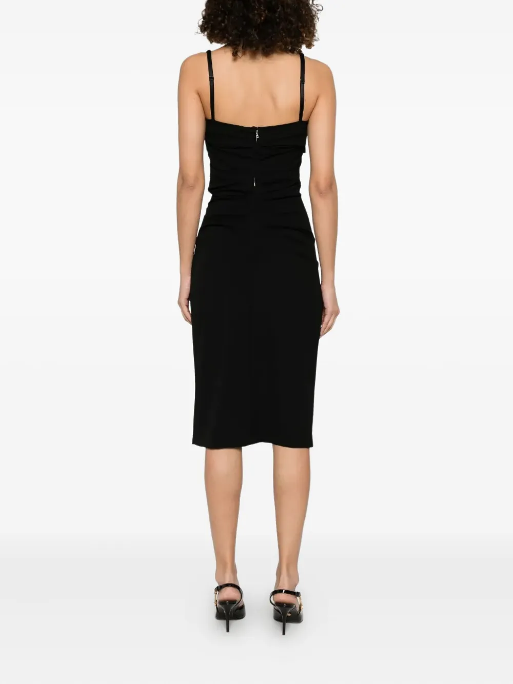 Dolce & Gabbana side-split draped midi dress Zwart