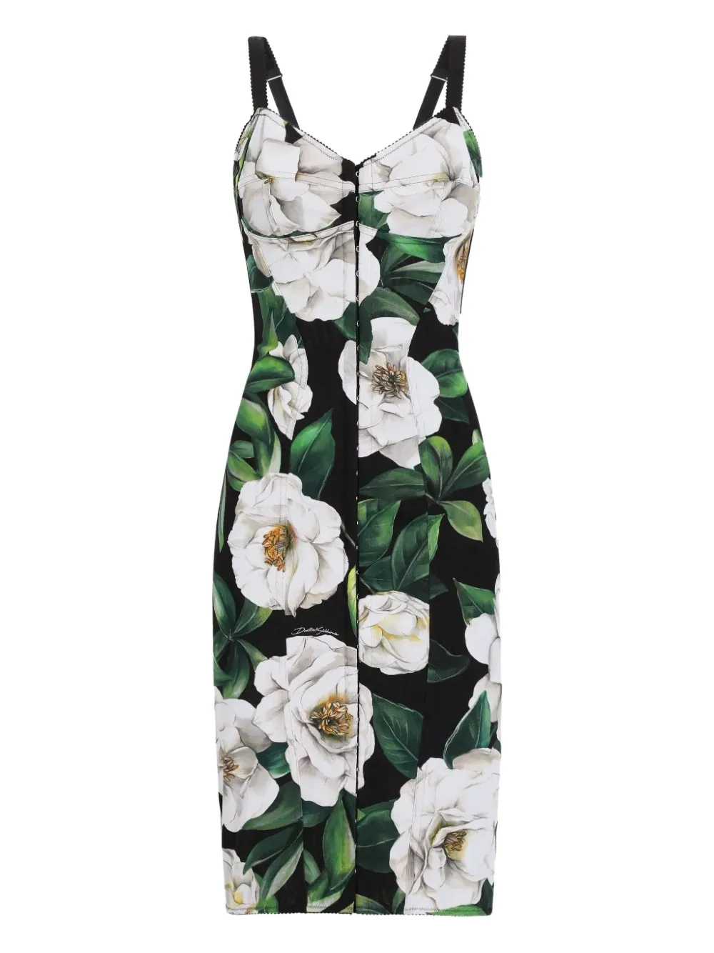 Dolce & Gabbana Sicily floral-print corset mini dress Zwart