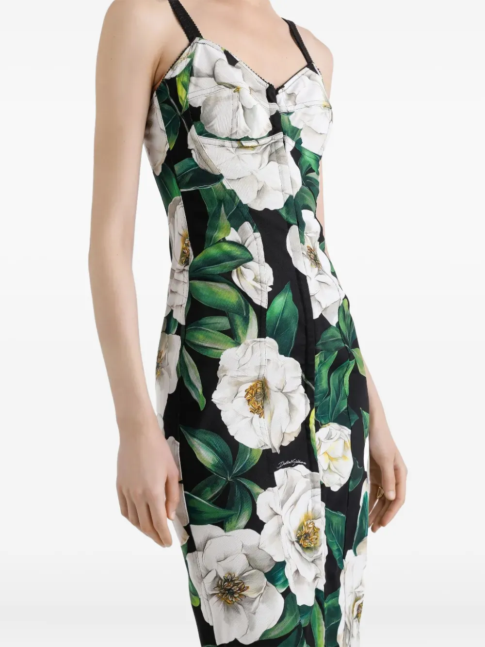 Dolce & Gabbana Sicily floral-print corset mini dress Zwart