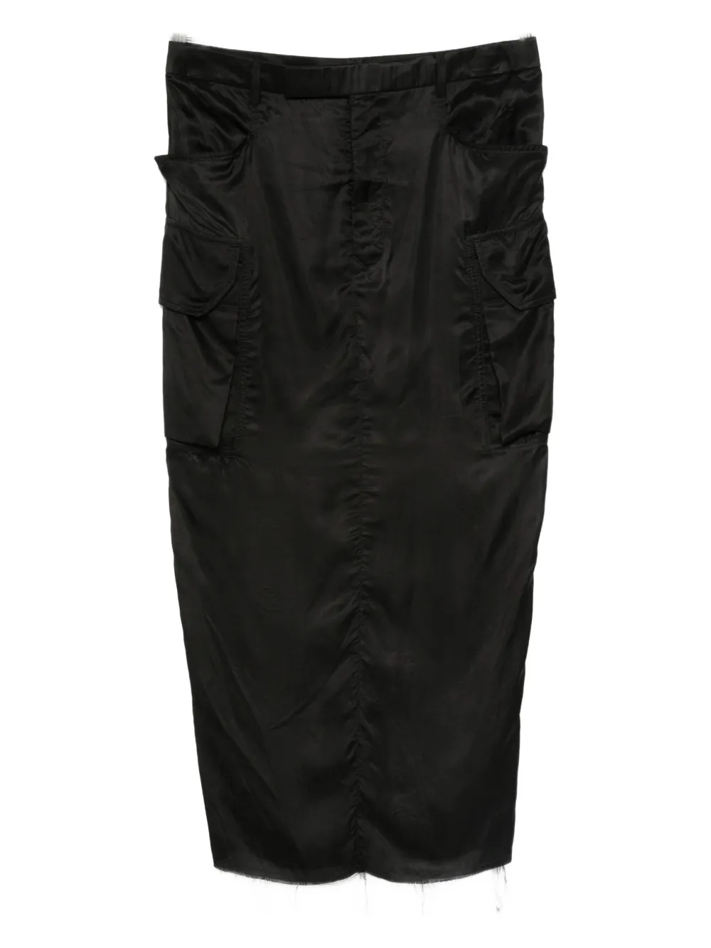Rick Owens Black Concordians Firbanks Midi Skirt In Black