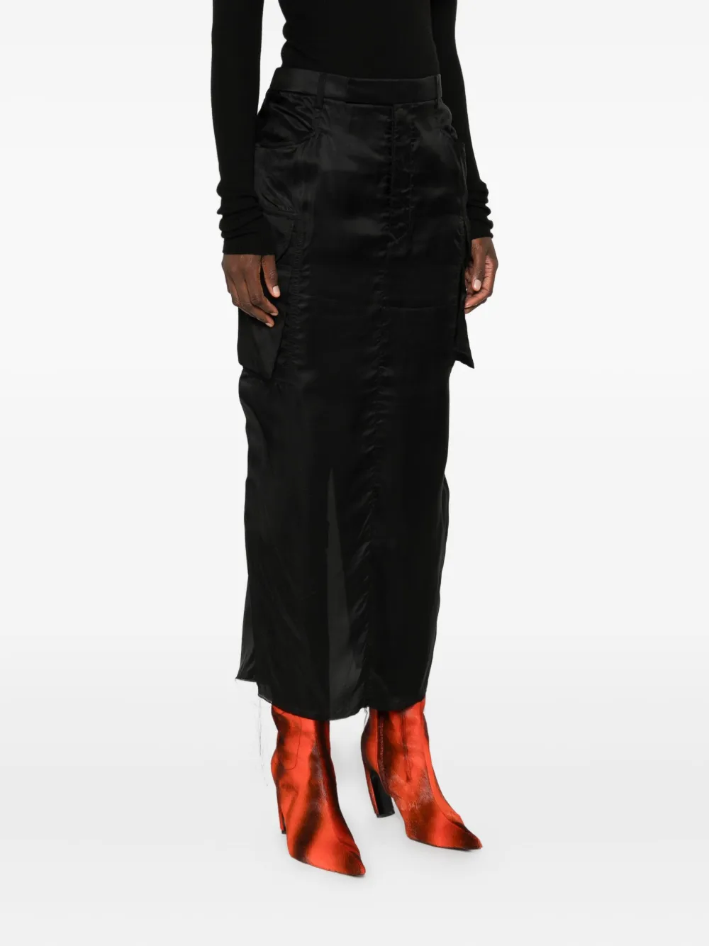 Rick Owens Midi-rok met franje Zwart