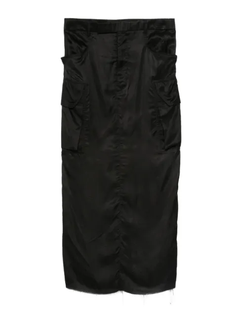 Rick Owens frayed-hem midi skirt