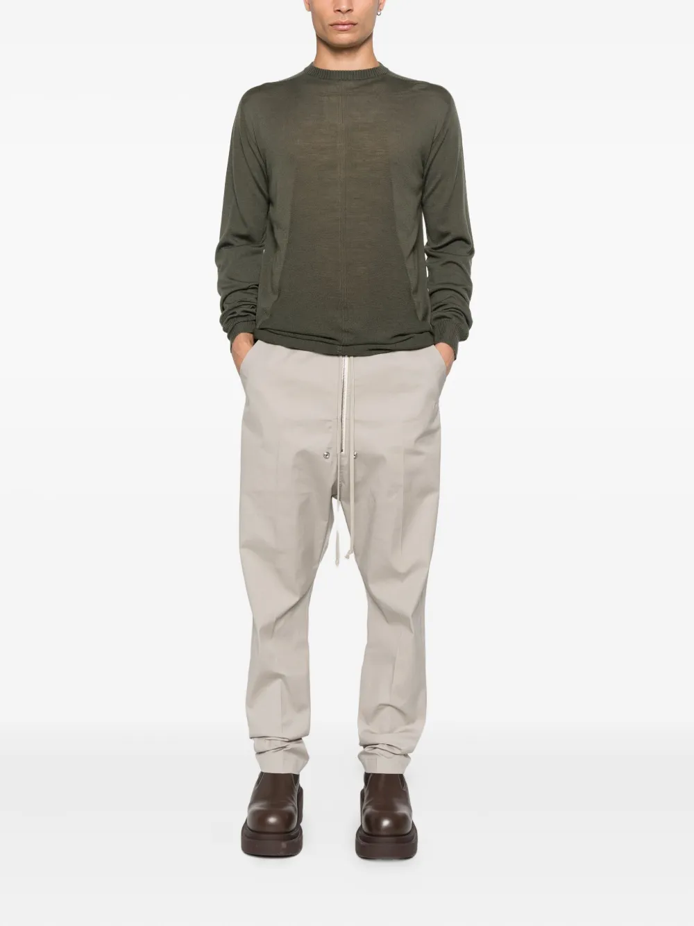 Rick Owens panelled wool jumper - Groen