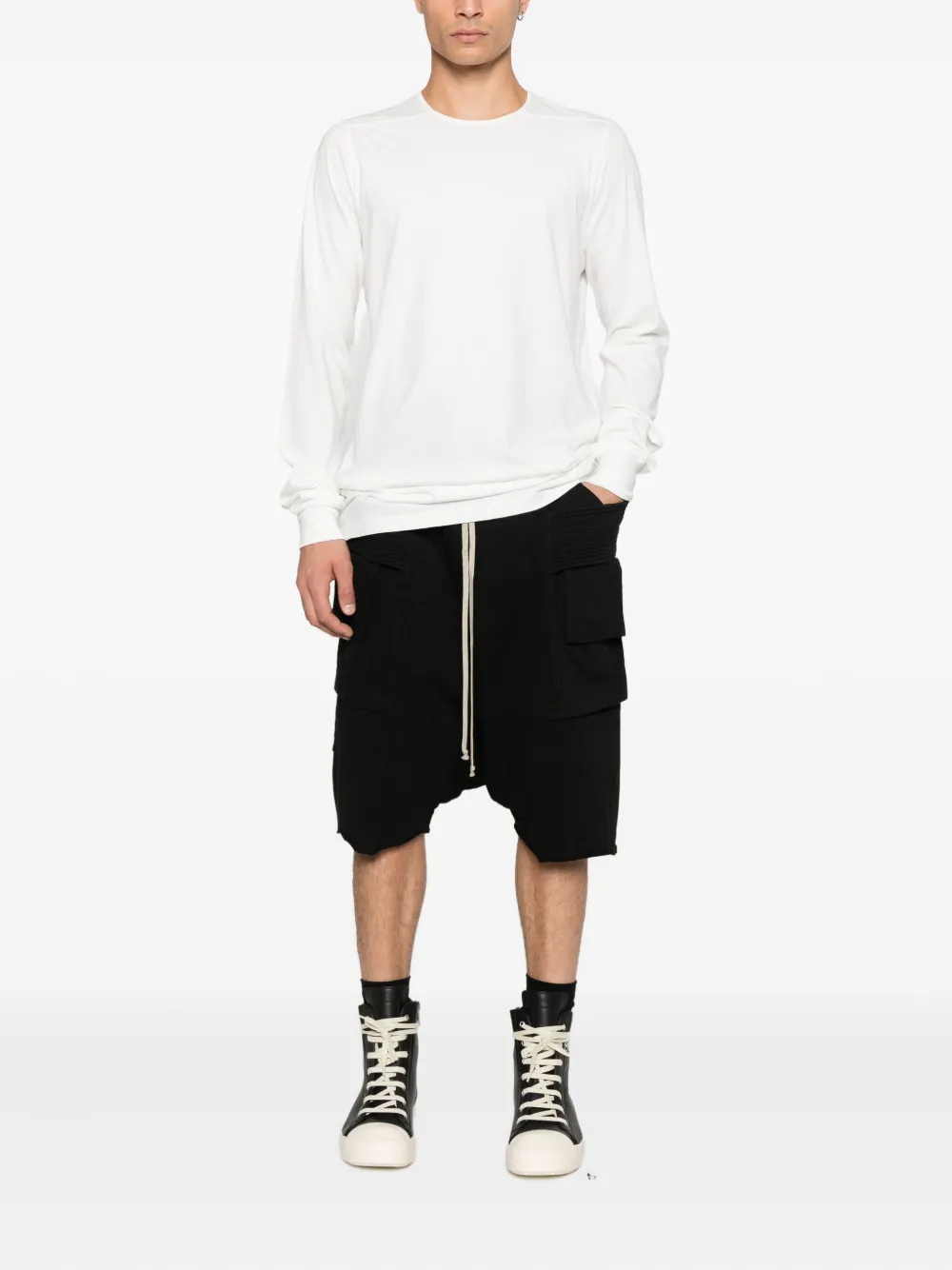 Rick Owens DRKSHDW long-sleeve tie-detail T-shirt Wit