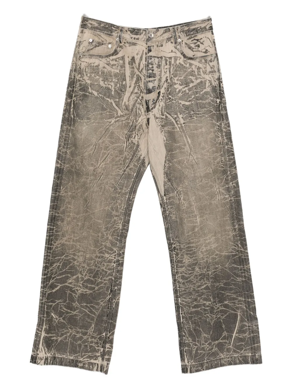 Rick Owens Drkshdw Straight Leg Trousers With Distinctive Print In Brown
