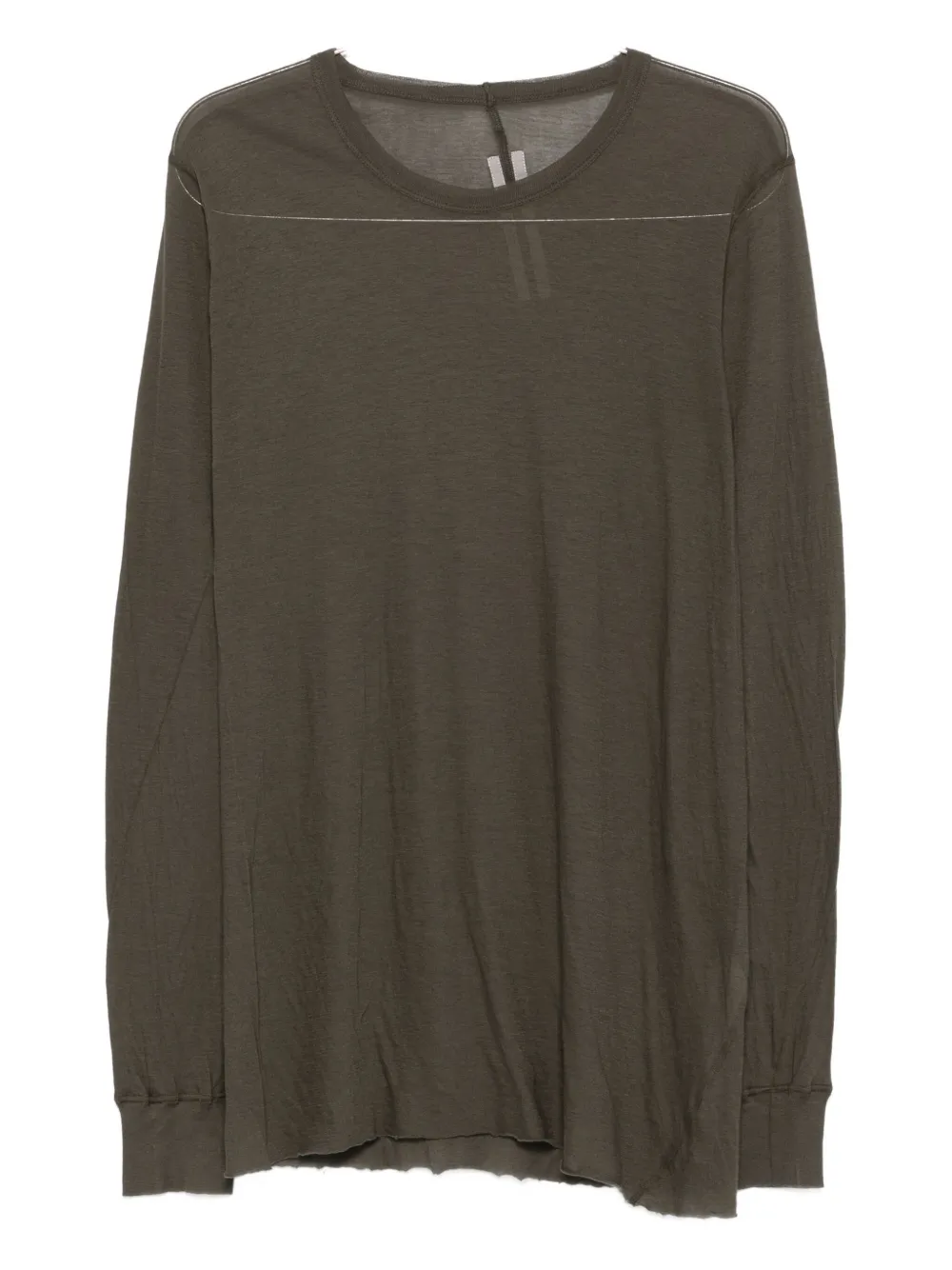 Rick Owens Raw-edge Long-sleeve T-shirt In Green