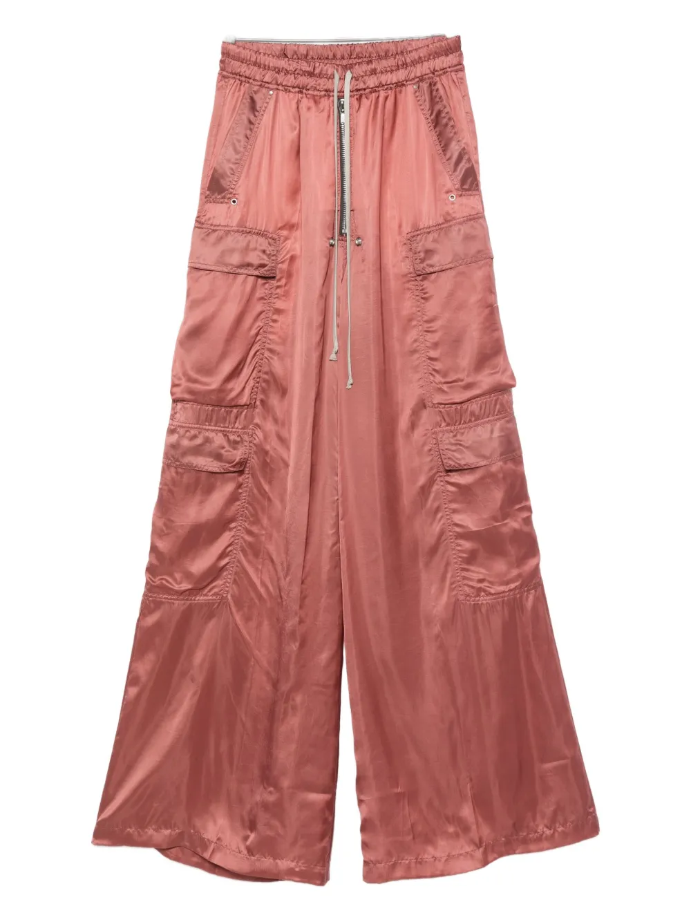 Rick Owens Satin-twill Wide-leg Cargo Pants In Pink