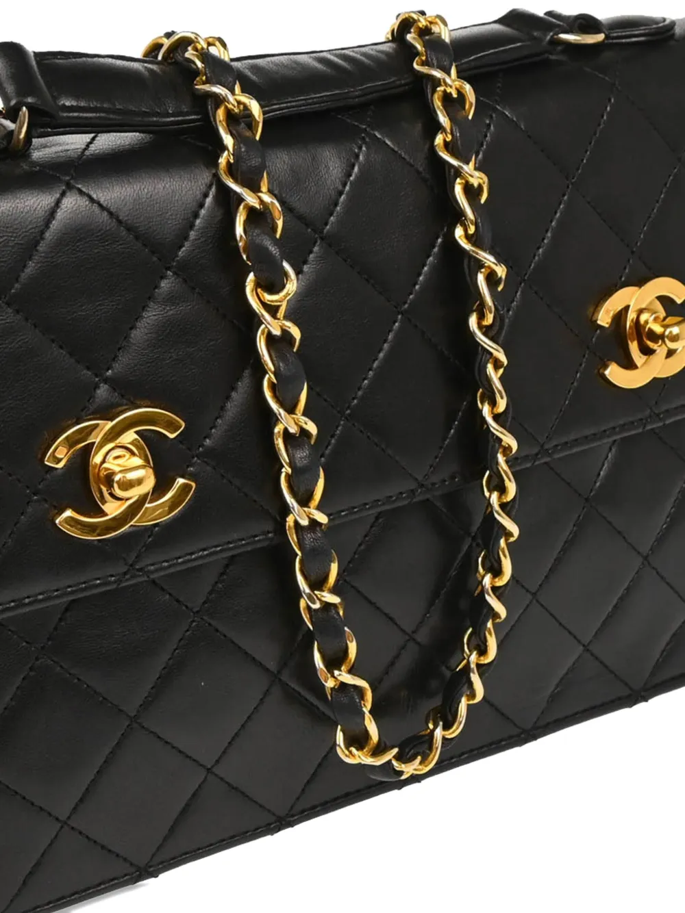 Pre-owned Chanel 1990 Quilted Shoulder Bag In Black
