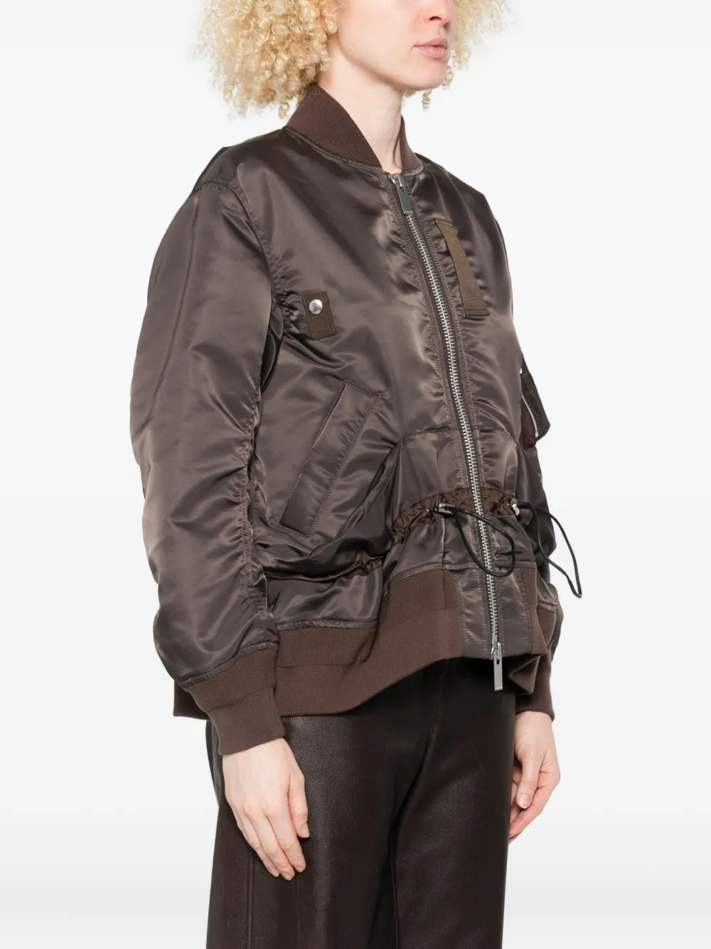 sacai Bomberjack met trekkoord Bruin