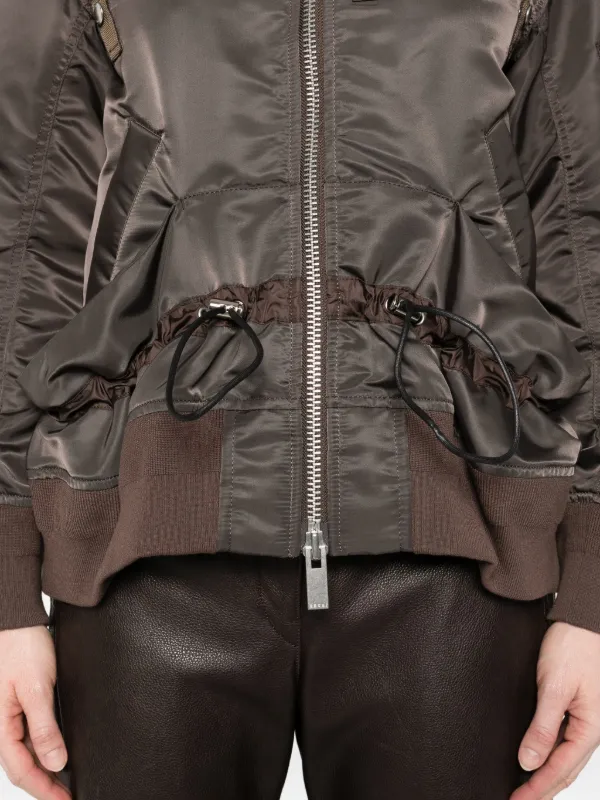 sacai Lace Ruffle Bomber Jacket レース サイズ1 Sacai drawstring-detail Bomber Jacket | Brown | FARFETCH