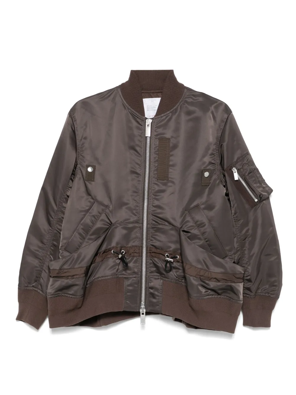 sacai drawstring-detail bomber jacket | Brown | Image 1