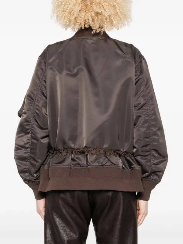 Sacai drawstring-detail Bomber Jacket | Brown | FARFETCH