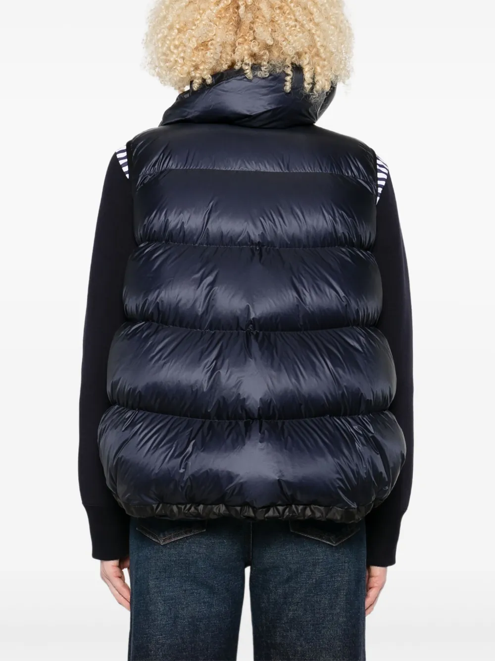 Sacai High-neck Puffer Gilet In Blue